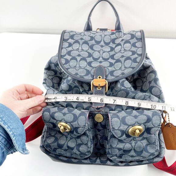 Coach Cargo Signature Canvas Logo Backpack Denim Blue - Picture 8 of 9